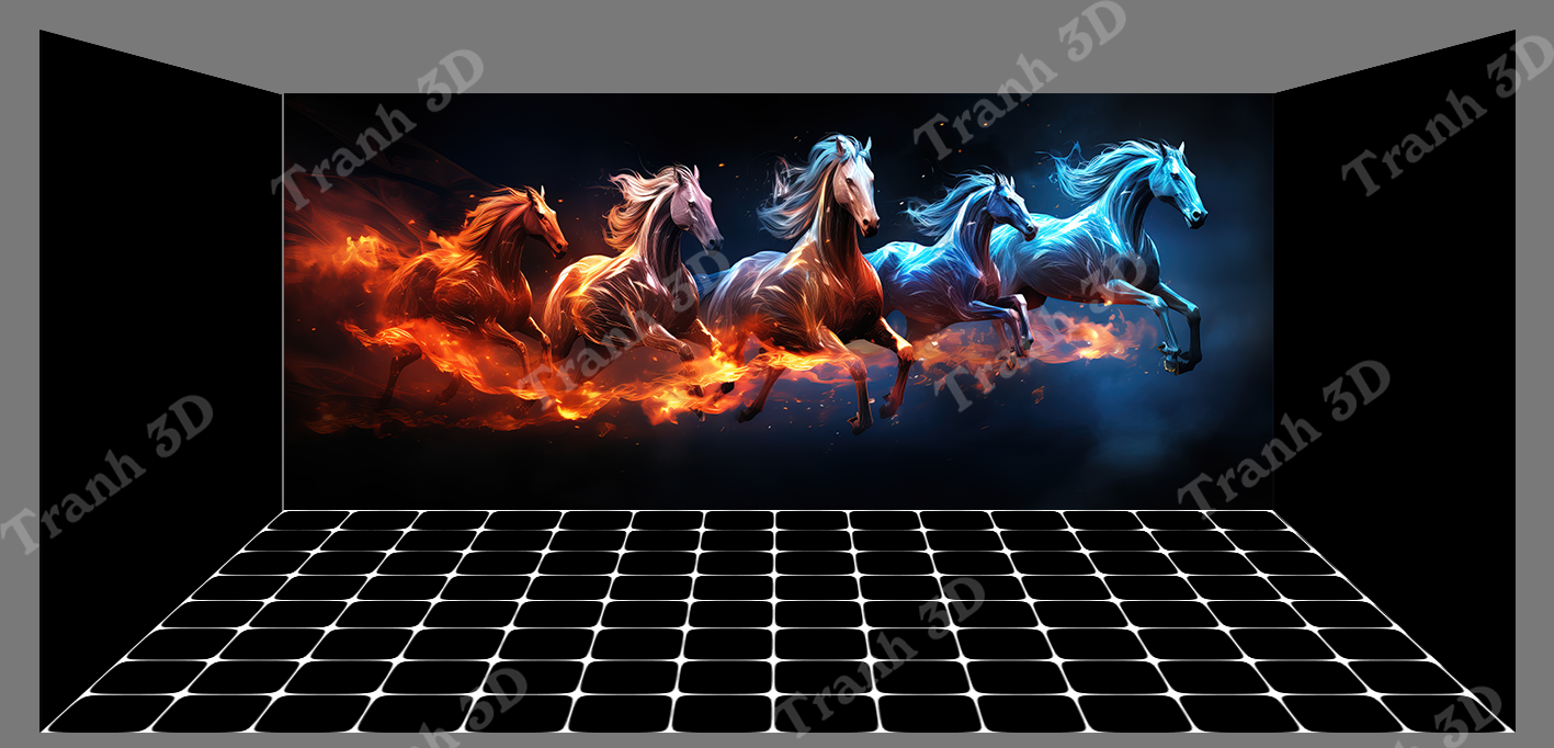 Tranh Con Hổ - Ngựa - Công-Tranh 3D  Dán Hồ Cá - Decal Dán Hồ- Cá Cảnh Thiên Phước
