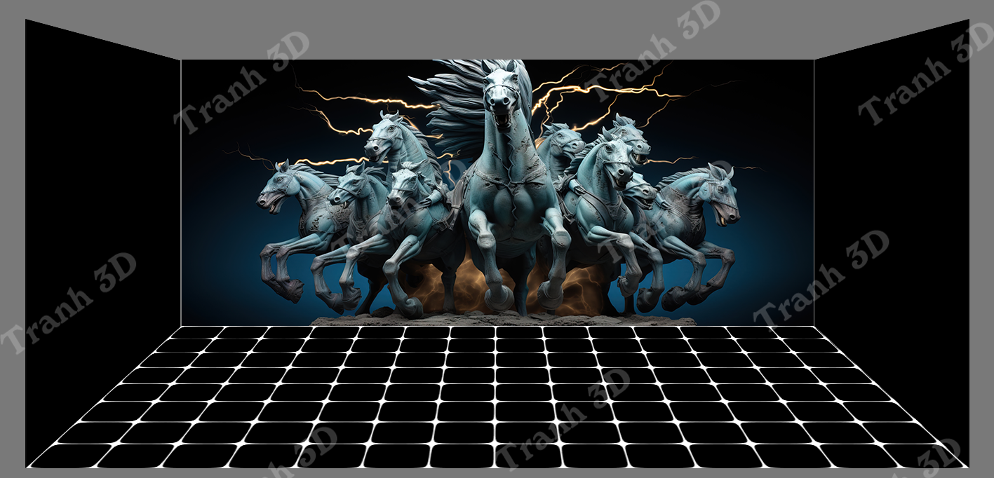 Tranh Con Hổ - Ngựa - Công-Tranh 3D  Dán Hồ Cá - Decal Dán Hồ- Cá Cảnh Thiên Phước