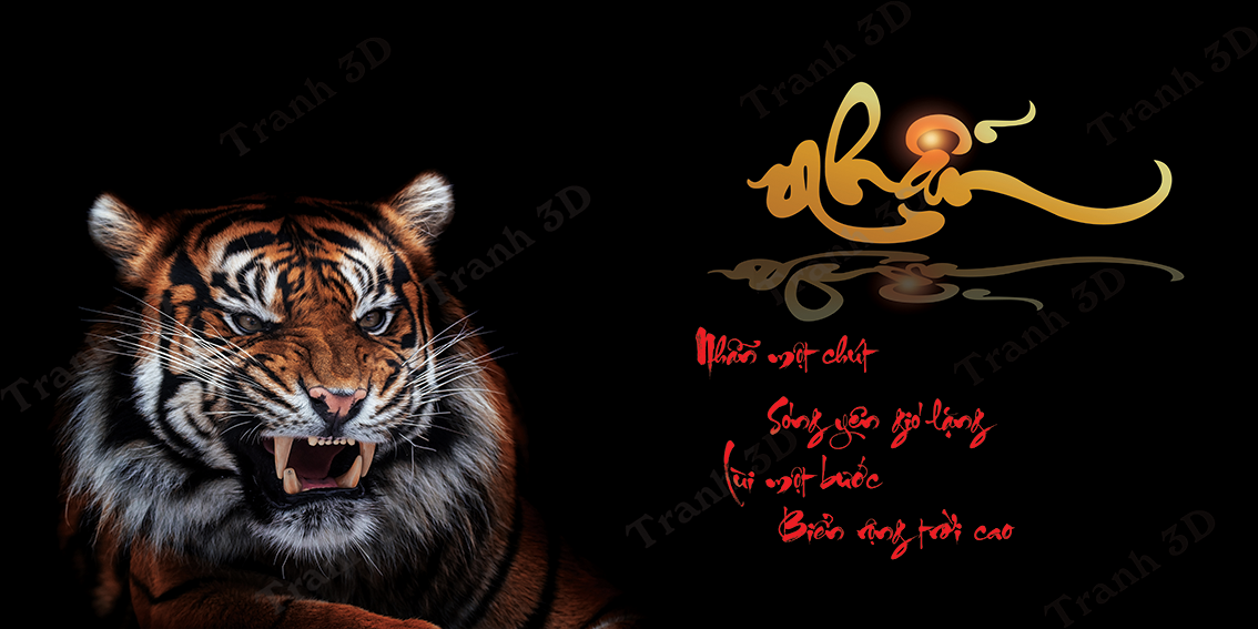 Tranh Con Hổ - Ngựa - Công-Tranh 3D  Dán Hồ Cá - Decal Dán Hồ- Cá Cảnh Thiên Phước