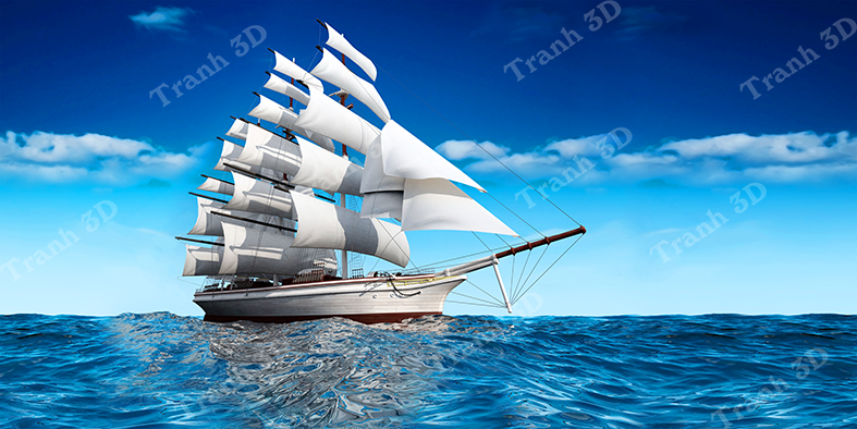 Tranh Thuyền Buồm-Tranh 3D  Dán Hồ Cá - Decal Dán Hồ- Cá Cảnh Thiên Phước