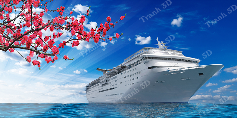 Tranh Thuyền Buồm-Tranh 3D  Dán Hồ Cá - Decal Dán Hồ- Cá Cảnh Thiên Phước