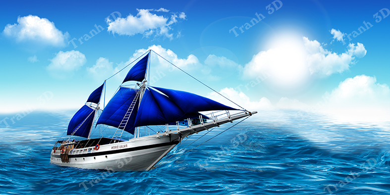 Tranh Thuyền Buồm-Tranh 3D  Dán Hồ Cá - Decal Dán Hồ- Cá Cảnh Thiên Phước