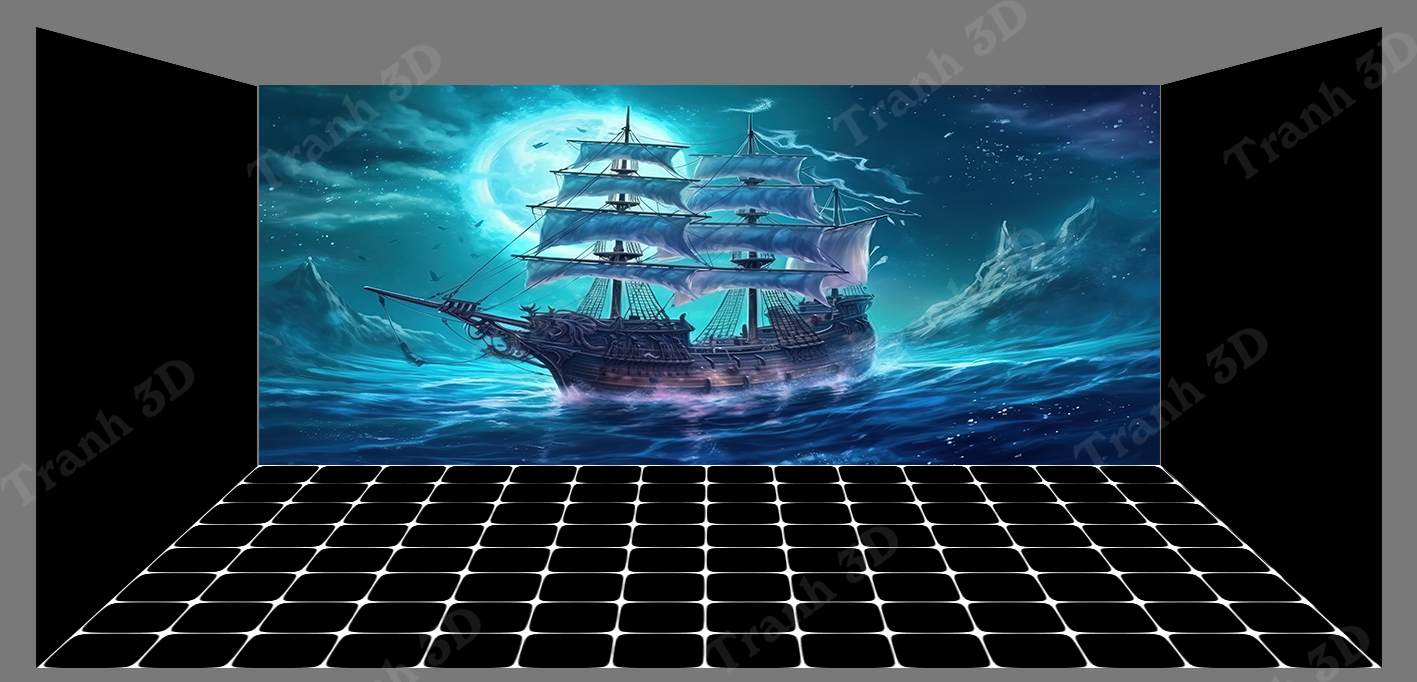 Tranh Thuyền Buồm-Tranh 3D  Dán Hồ Cá - Decal Dán Hồ- Cá Cảnh Thiên Phước