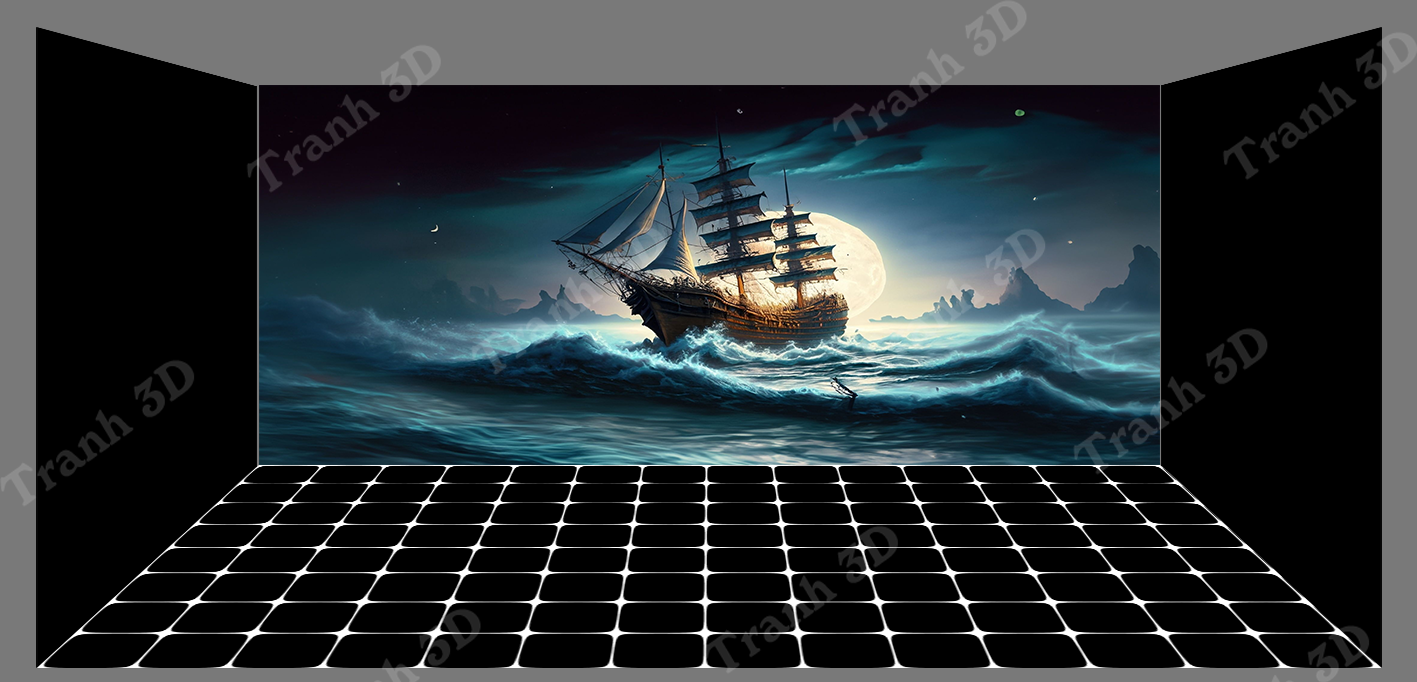 Tranh Thuyền Buồm-Tranh 3D  Dán Hồ Cá - Decal Dán Hồ- Cá Cảnh Thiên Phước