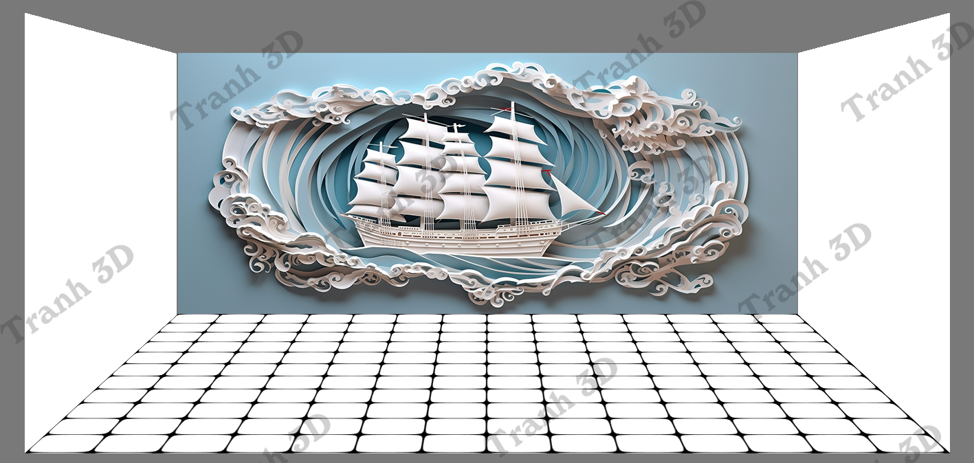 Tranh Thuyền Buồm-Tranh 3D  Dán Hồ Cá - Decal Dán Hồ- Cá Cảnh Thiên Phước