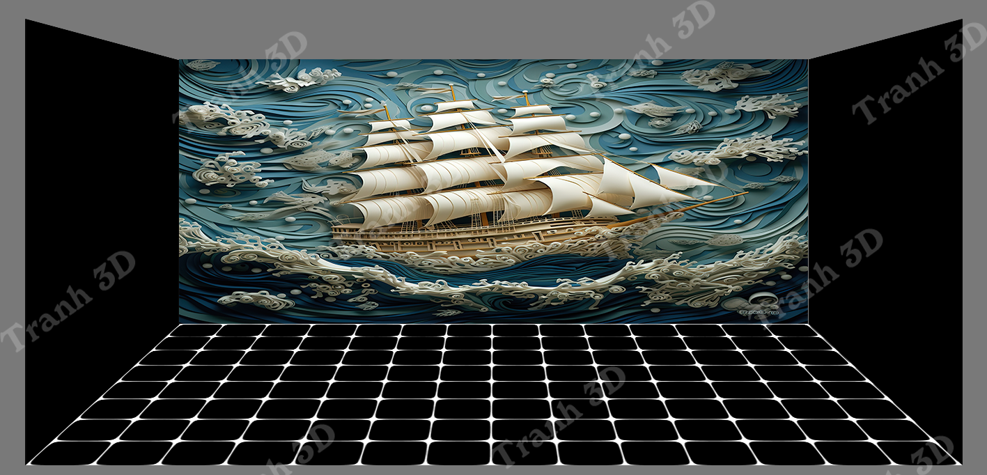 Tranh Thuyền Buồm-Tranh 3D  Dán Hồ Cá - Decal Dán Hồ- Cá Cảnh Thiên Phước
