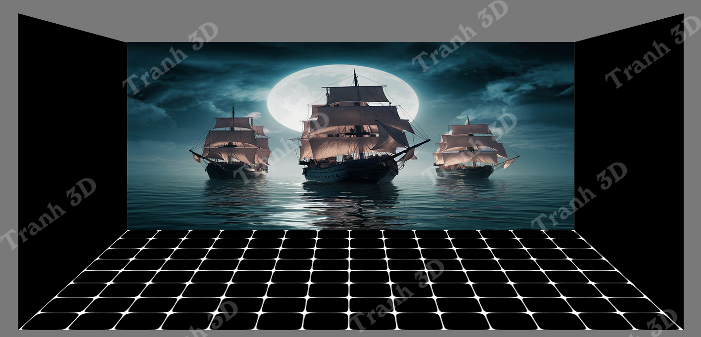 Tranh Thuyền Buồm-Tranh 3D  Dán Hồ Cá - Decal Dán Hồ- Cá Cảnh Thiên Phước