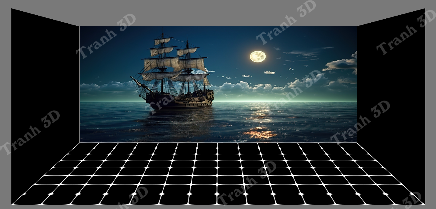 Tranh Thuyền Buồm-Tranh 3D  Dán Hồ Cá - Decal Dán Hồ- Cá Cảnh Thiên Phước