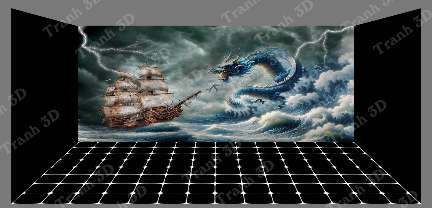 Tranh Thuyền Buồm-Tranh 3D  Dán Hồ Cá - Decal Dán Hồ- Cá Cảnh Thiên Phước