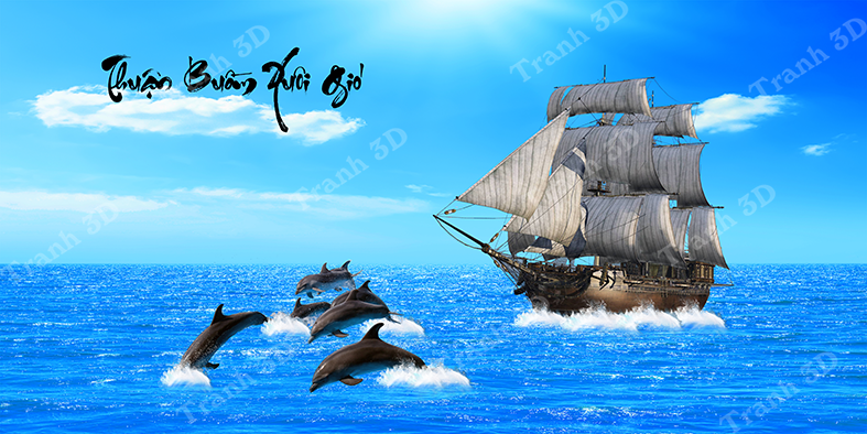 Tranh Thuyền Buồm-Tranh 3D  Dán Hồ Cá - Decal Dán Hồ- Cá Cảnh Thiên Phước