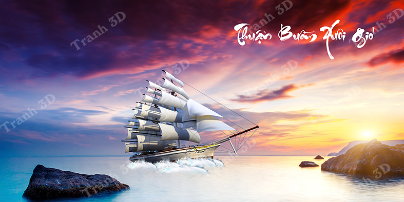 Tranh Thuyền Buồm-Tranh 3D  Dán Hồ Cá - Decal Dán Hồ- Cá Cảnh Thiên Phước