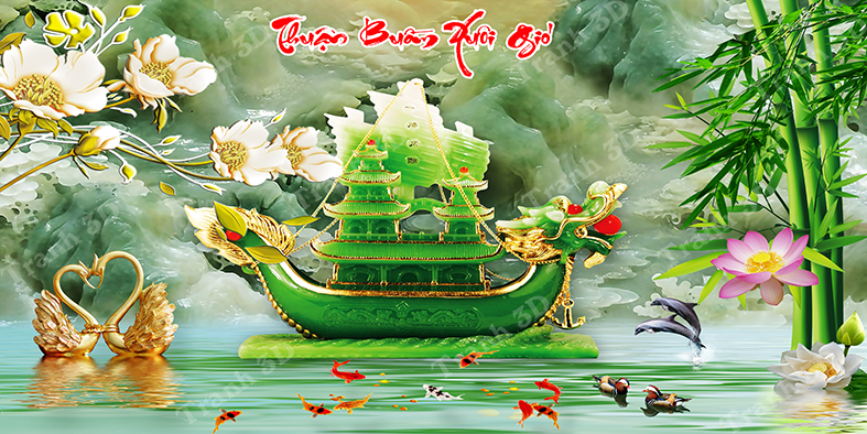 Tranh Thuyền Buồm-Tranh 3D  Dán Hồ Cá - Decal Dán Hồ- Cá Cảnh Thiên Phước