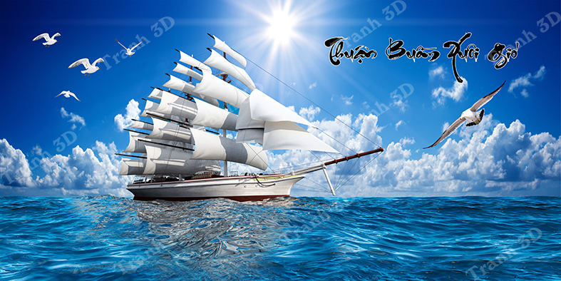 Tranh Thuyền Buồm-Tranh 3D  Dán Hồ Cá - Decal Dán Hồ- Cá Cảnh Thiên Phước