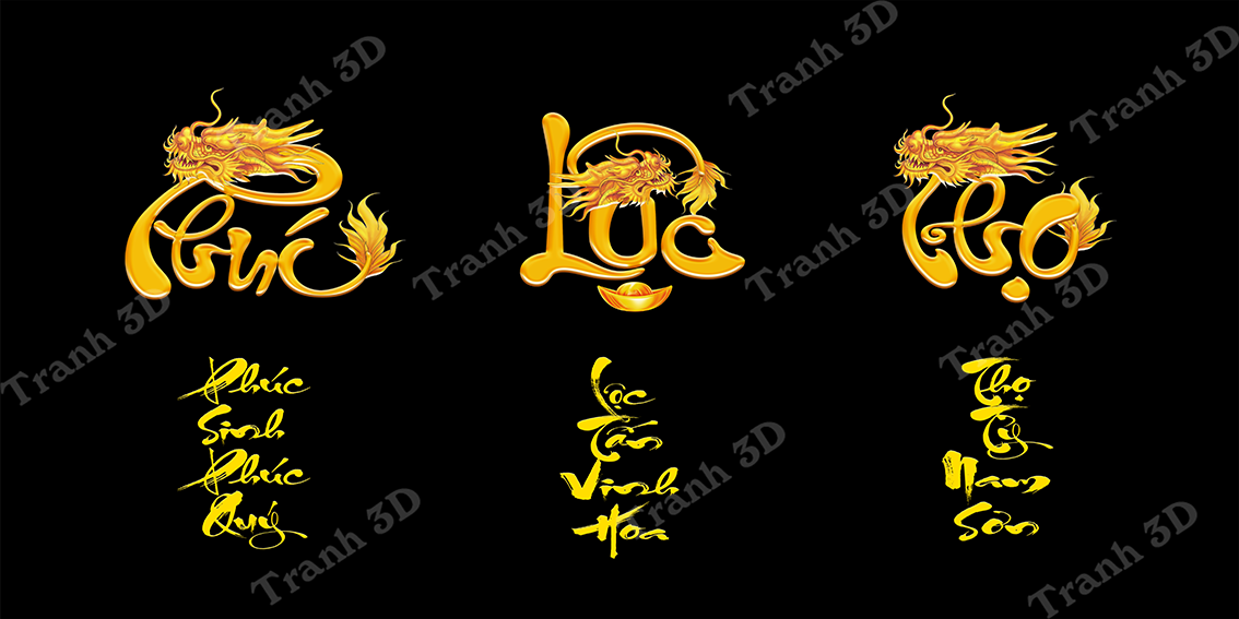 Tranh Chữ Thư Pháp-Tranh 3D  Dán Hồ Cá - Decal Dán Hồ- Cá Cảnh Thiên Phước