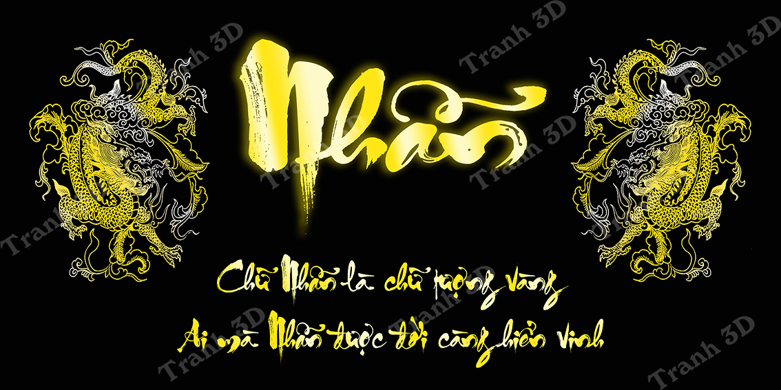 Tranh Chữ Thư Pháp-Tranh 3D  Dán Hồ Cá - Decal Dán Hồ- Cá Cảnh Thiên Phước