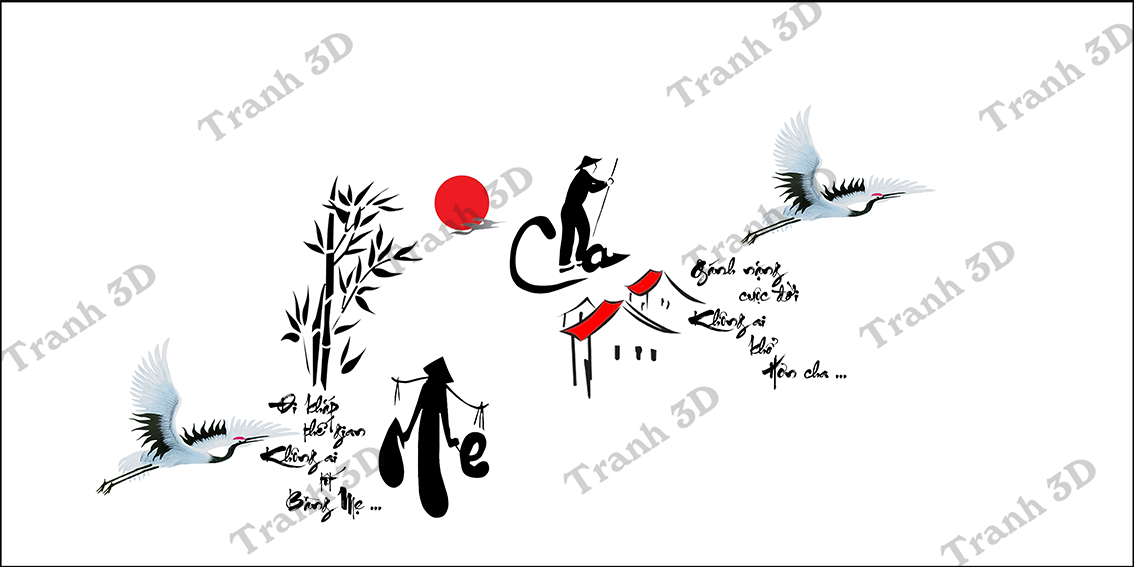 Tranh Chữ Thư Pháp-Tranh 3D  Dán Hồ Cá - Decal Dán Hồ- Cá Cảnh Thiên Phước