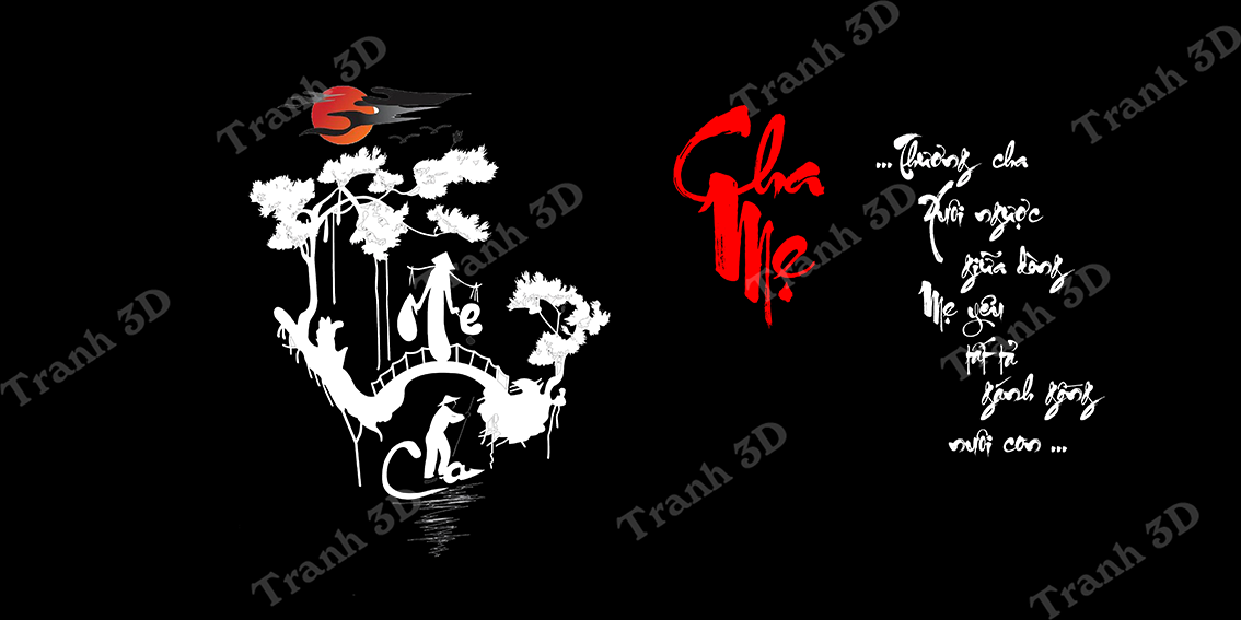 Tranh Chữ Thư Pháp-Tranh 3D  Dán Hồ Cá - Decal Dán Hồ- Cá Cảnh Thiên Phước