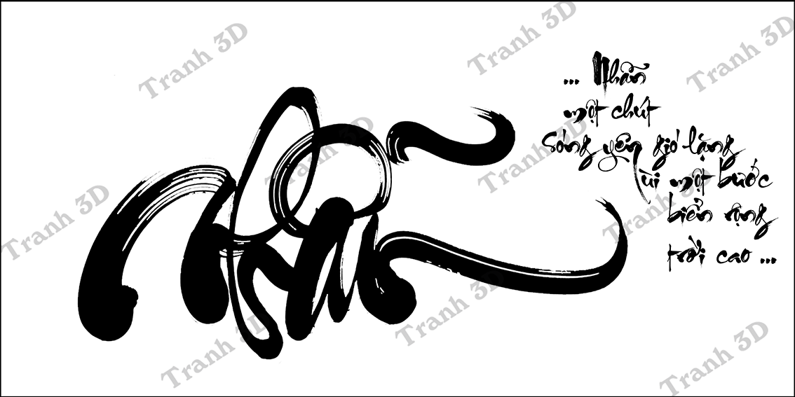 Tranh Chữ Thư Pháp-Tranh 3D  Dán Hồ Cá - Decal Dán Hồ- Cá Cảnh Thiên Phước