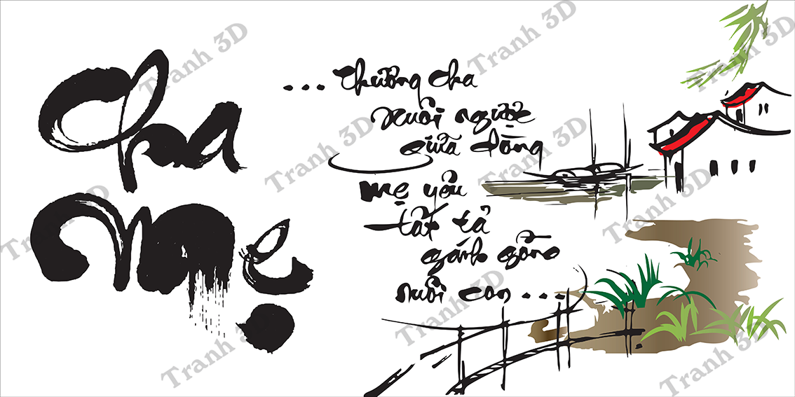 Tranh Chữ Thư Pháp-Tranh 3D  Dán Hồ Cá - Decal Dán Hồ- Cá Cảnh Thiên Phước