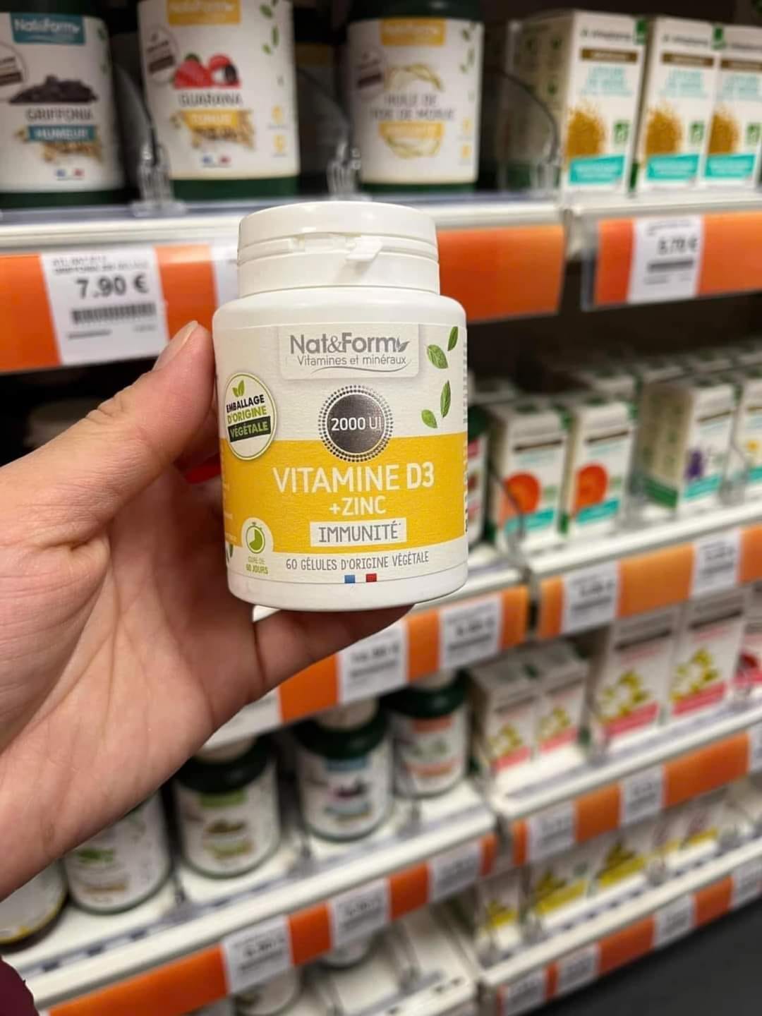Viên Uống Tăng Cường Miễn Dịch Nat&Form Vitamin D3 + Zinc Hộp 60 Viên