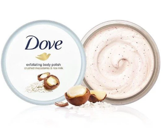 Tẩy da chết Dove Xanh Maca & sữa gạo 225ml