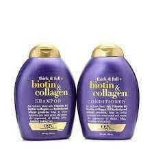 Cặp dầu gội xả OGX Thick And Full + Biotin And Collagen Shampoo dành cho tóc yếu, tổn thương, gãy, rụng (385ml)