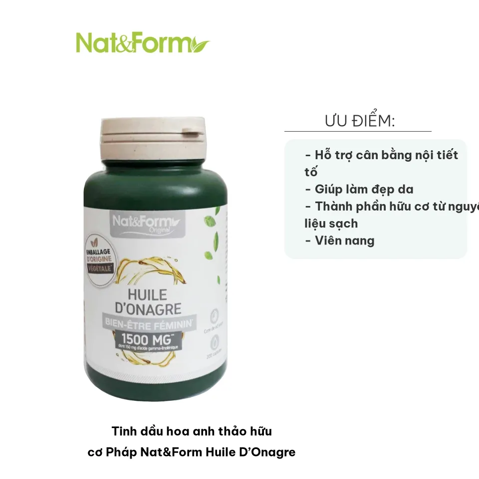 Tinh dầu hoa anh thảo hữu cơ Pháp Nat&Form Huile D’Onagre