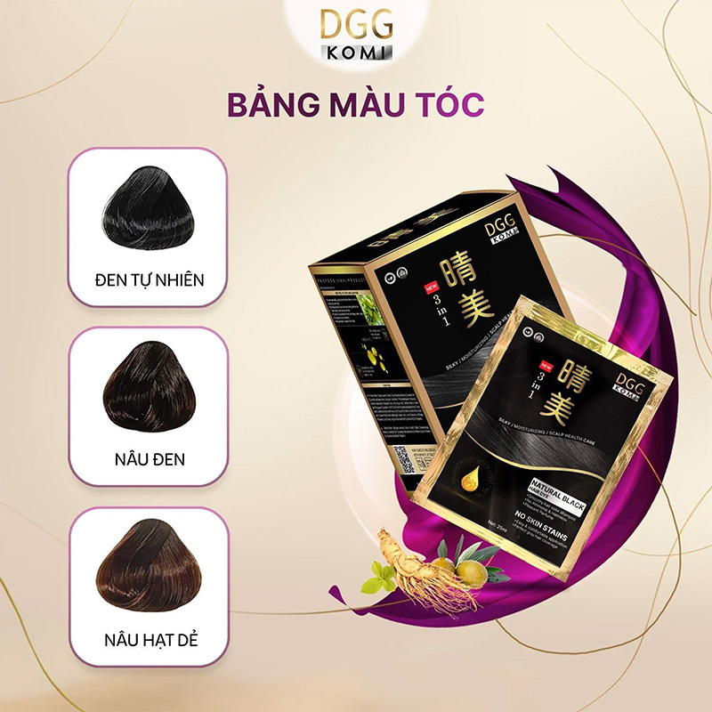 Dầu Gội Phủ Bạc Thảo Dược Komi Nhật Bản (Hộp 10 Gói x 25ml) – Phủ Bạc Tự Nhiên Chỉ Sau 5 Phút