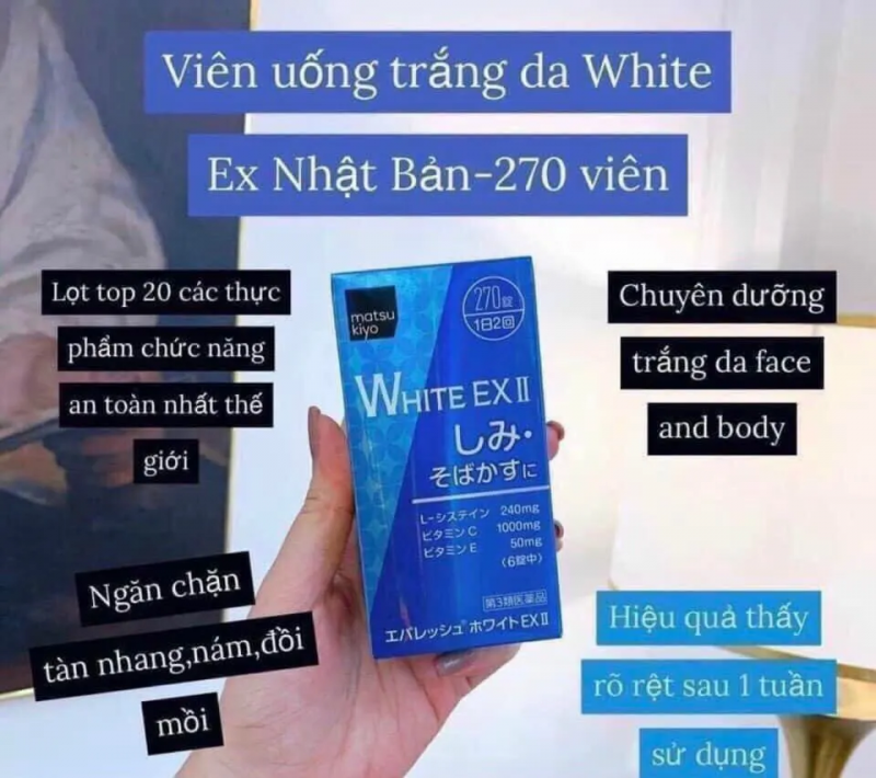 Viên Uống Trắng Da Trị Nám White EX Nhật Bản - Hỗ Trợ Làm Sáng Da, Mờ Nám Từ Bên Trong