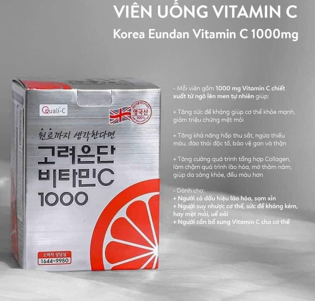 Viên Uống Vitamin C 1000mg EUNDAN 120 Viên – Hỗ Trợ Tăng Đề Kháng, Dưỡng Sáng Da Và Giảm Thâm Sạm