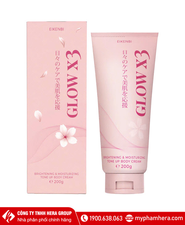 Kem dưỡng trắng body nâng tone Eikenbi Glow X3 200g