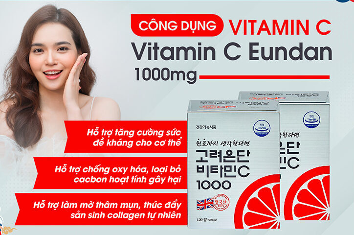 Viên Uống Vitamin C 1000mg EUNDAN 120 Viên – Hỗ Trợ Tăng Đề Kháng, Dưỡng Sáng Da Và Giảm Thâm Sạm
