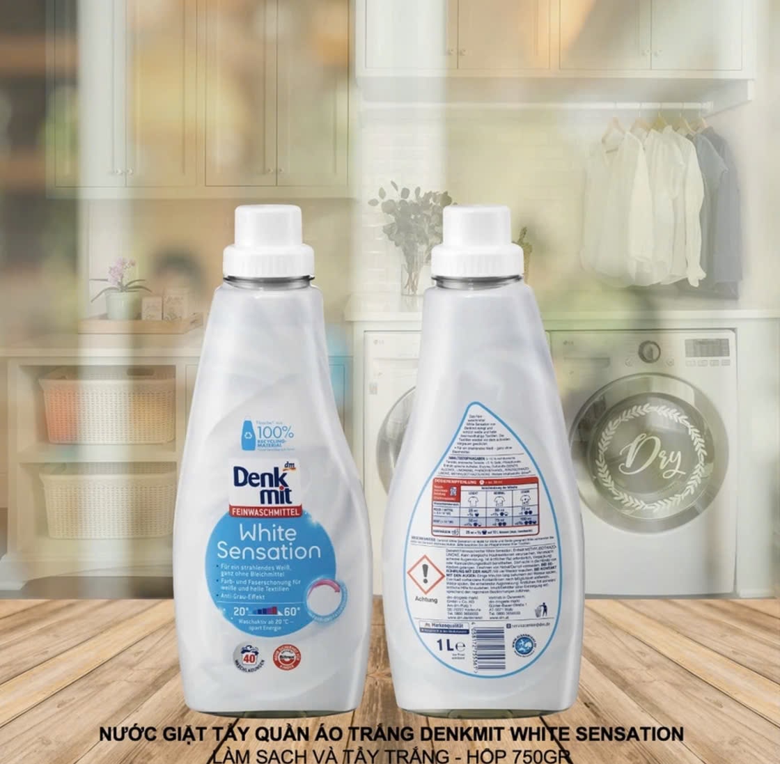 Nước Giặt Tẩy Trắng Denkmit 1L Đức – Làm Sạch Quần Áo