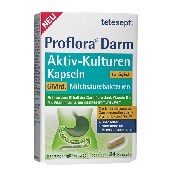 Viên uống hỗ trợ tiêu hóa Tetesept Proflora Darm Aktiv Kulturen – Cân bằng hệ vi sinh, hỗ trợ đường ruột khỏe mạnh