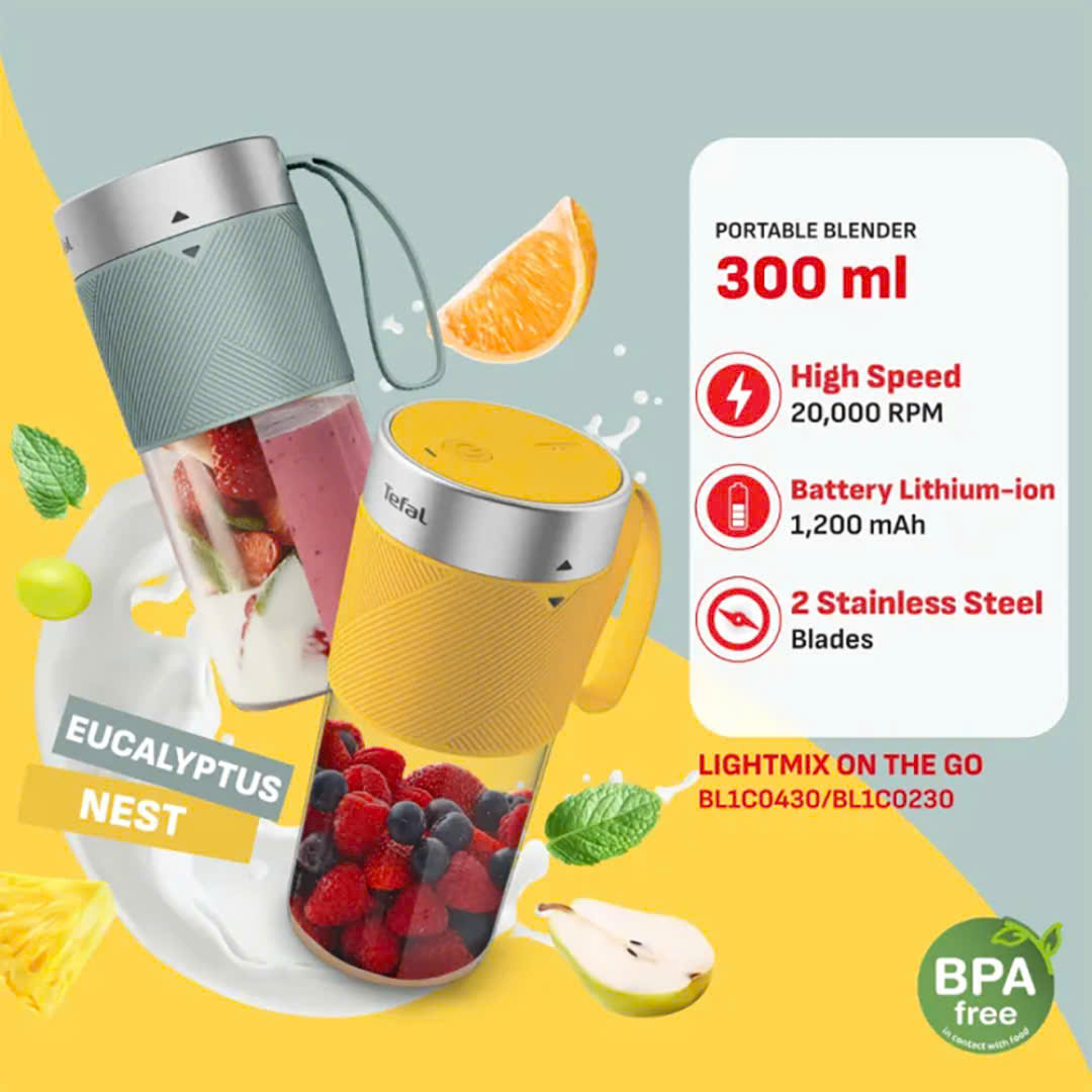 Máy xay cầm tay Tefal Light Mix On The Go – Máy xay sinh tố mini sạc pin tiện lợi