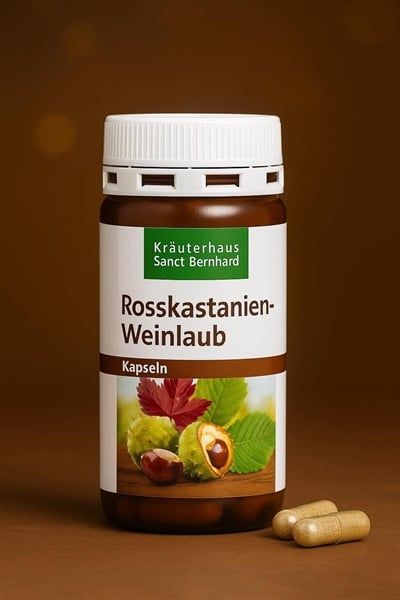 Viên uống trị suy giãn tĩnh mạch Sanct Bernhard Rosskastanien Weinlaub Đức – Hỗ trợ tăng tuần hoàn, giảm nặng chân (120 viên)