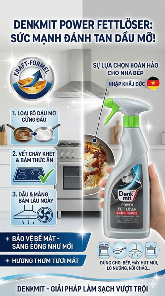 Denkmit Power Fettlöser – Xịt tẩy dầu mỡ Đức chính hãng
