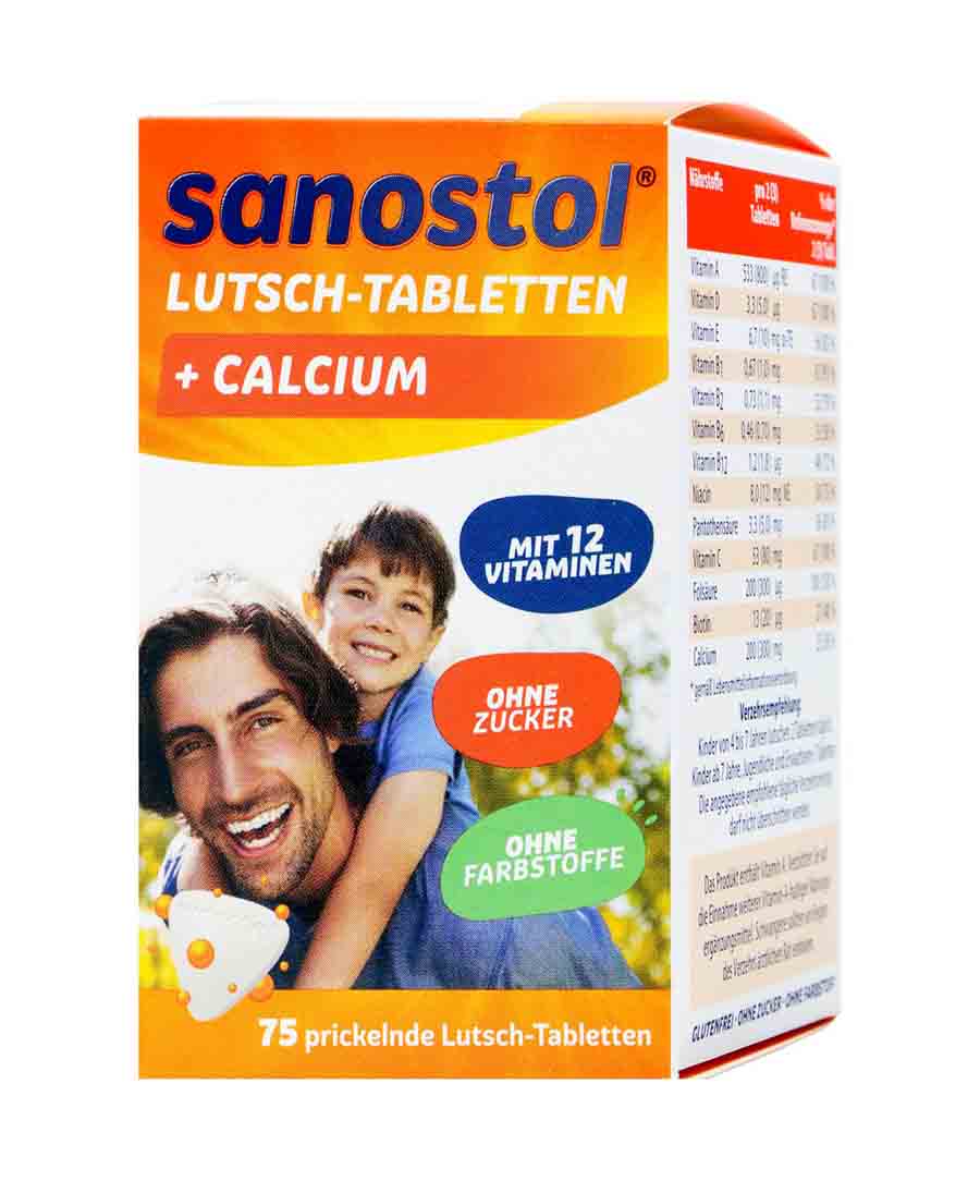 Viên Ngậm Sanostol Calcium Đức 75 Viên – Bổ Sung 12 Vitamin Và Canxi