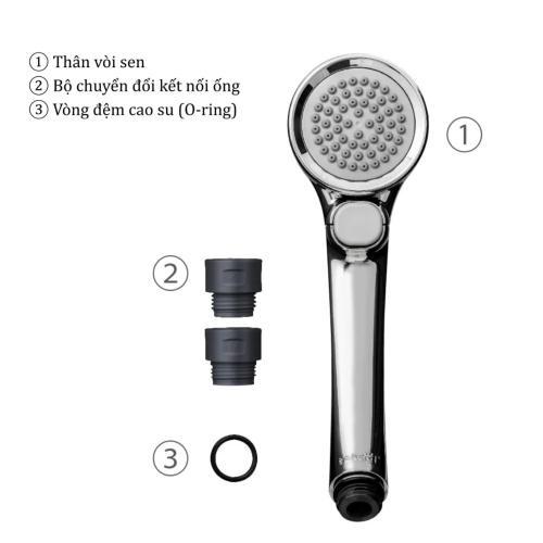 Bộ Vòi Sen Tắm Takagi JSB122MAS Mạ WT Có Nút Dừng – Tiết Kiệm Nước, Tắm Êm Ái Chuẩn Nhật