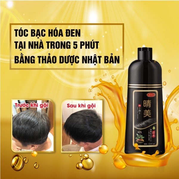 Dầu Gội Nhuộm Tóc Phủ Bạc Komi Nhật Bản 500ml - Phủ Bạc Nhanh, Dưỡng Tóc Mềm Mượt