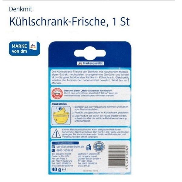 Sáp khử mùi tủ lạnh Denkmit Kühlschrank Frische Đức – Giúp tủ lạnh luôn thơm sạch