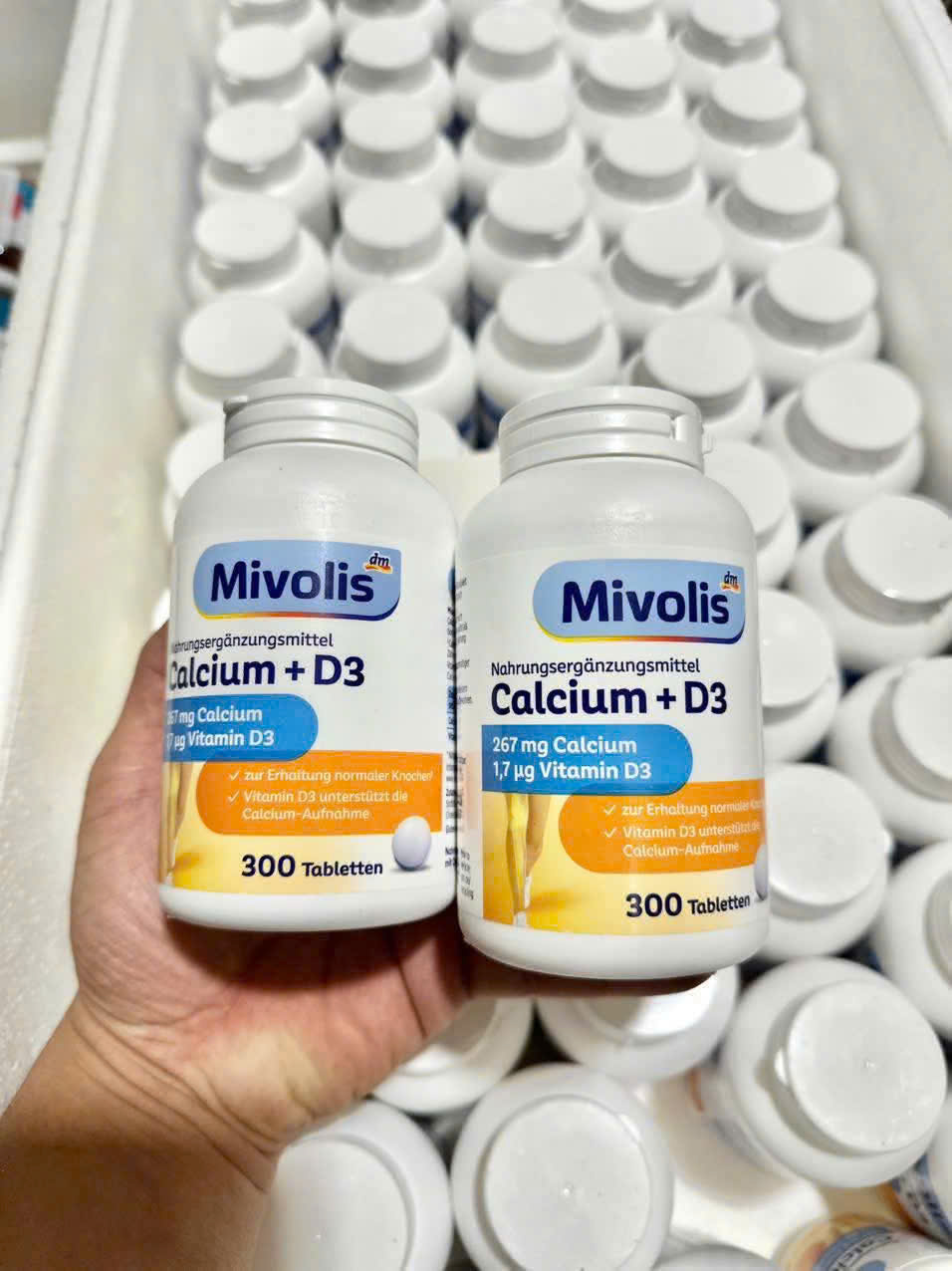 Viên uống canxi Mivolis Calcium + D3 300 viên – Hỗ trợ xương chắc khỏe, bổ sung vitamin D3 hấp thu tối ưu