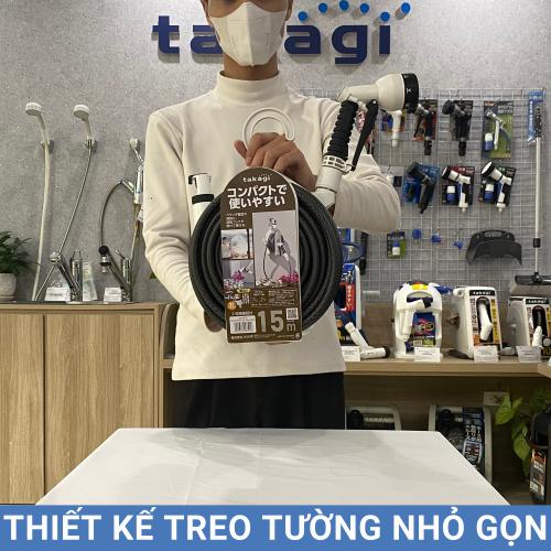 Bộ cuộn vòi tưới cây treo tường 15m Takagi R115CG – Gọn gàng, tiện lợi, dây chống xoắn