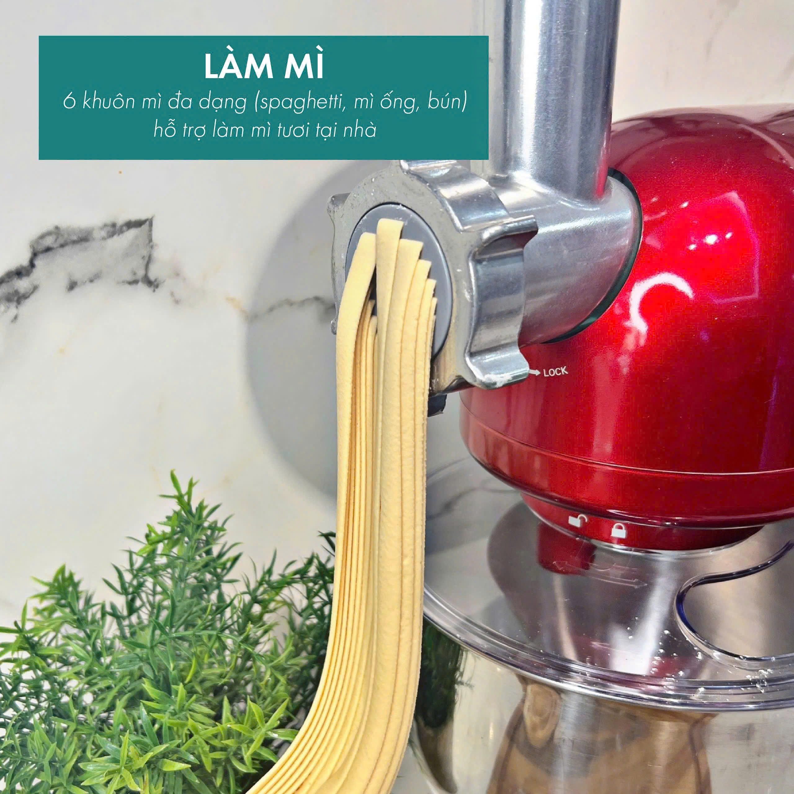 Máy Trộn Đa Năng Klarstein Lucia Rossa 1300W – 5L | Nhào Bột, Đánh Trứng, Xay Thịt, Làm Pasta