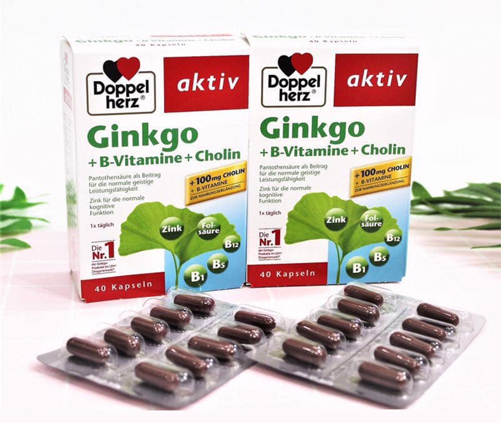 Viên uống bổ não Ginkgo + B Vitamine E, Cholin Đức - 40v
