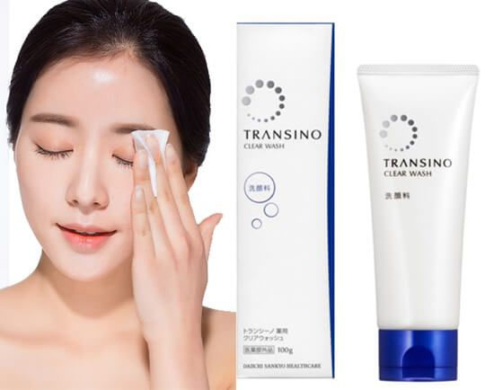 Sữa rửa mặt trắng da, trị nám Transino Clear Wash - 100g