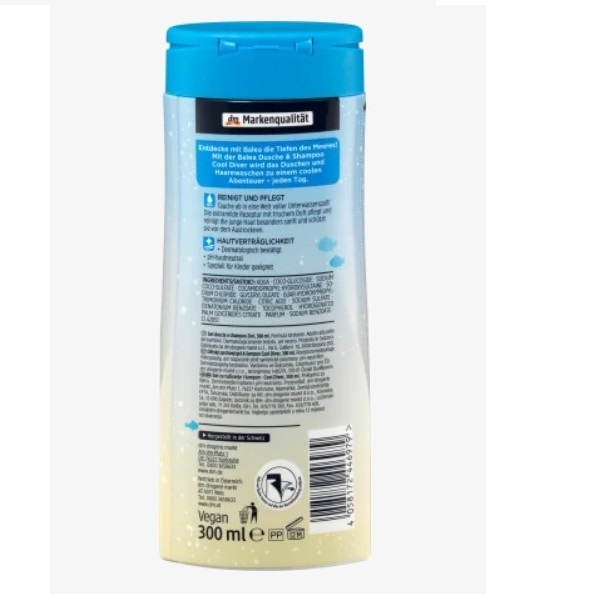 Sữa tắm gội Balea cho bé 2in1  300ml  - dịu nhẹ, an toàn cho bé
