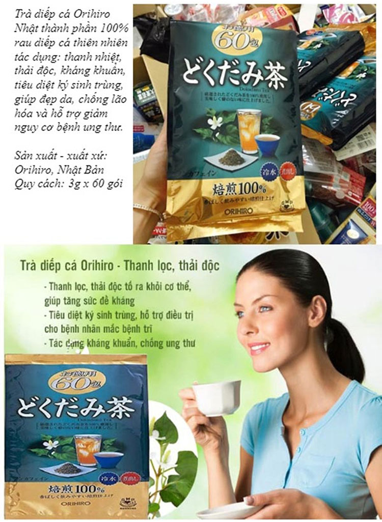 Trà diếp cá Orihiro - thải độc mát gan, tốt cho tiêu hóa - 60 túi lọc