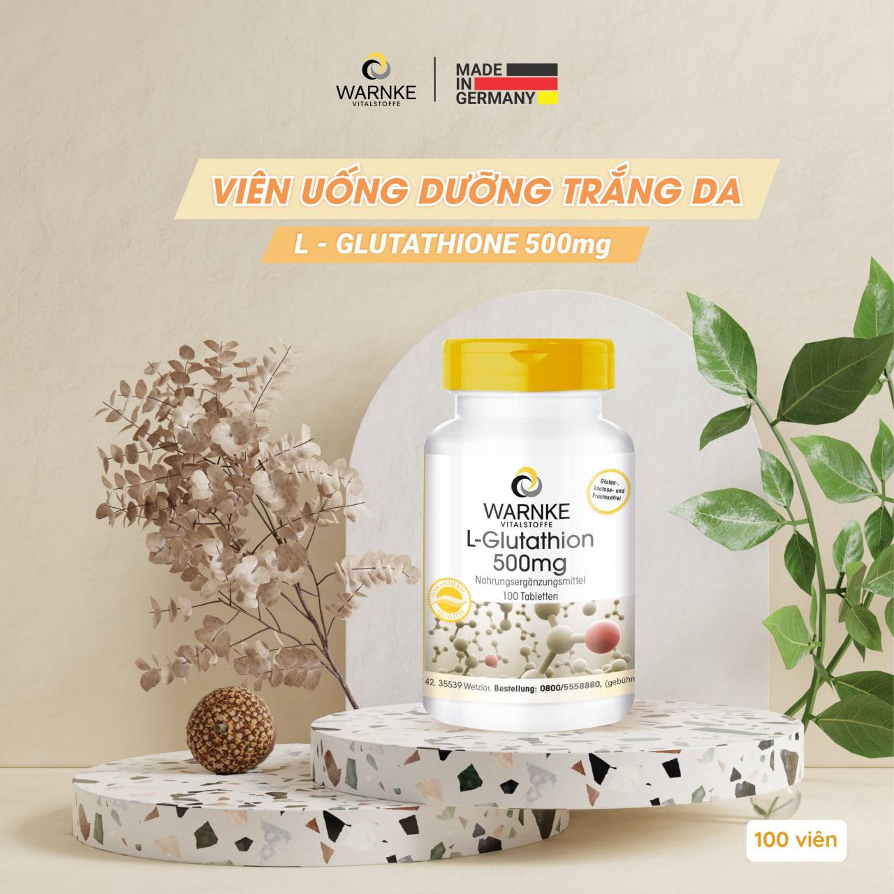 Vin ung trng da ton thn Warnke Glutathione 500mg gip lm sng da Vin ung trng da ton thn Warnke Glutathione 500mg gip lm sng da