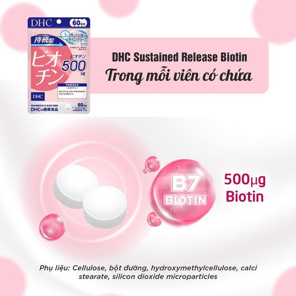 Viên uống biotin ngăn rụng tóc DHC Sustained Release Biotin